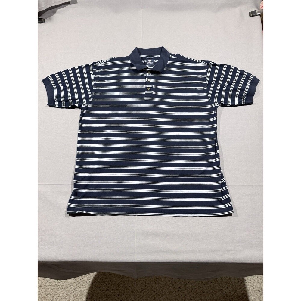Pebble Beach Mens XL Blue Striped Woven Golf Polo Shirt